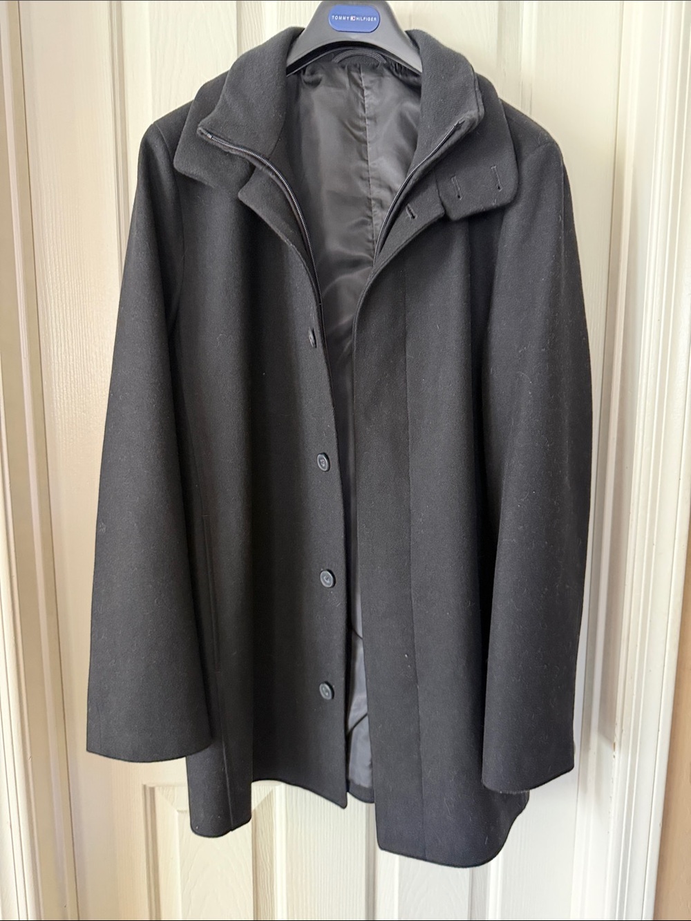 jf j.ferrar Black Wool Pea Coat - Button Front